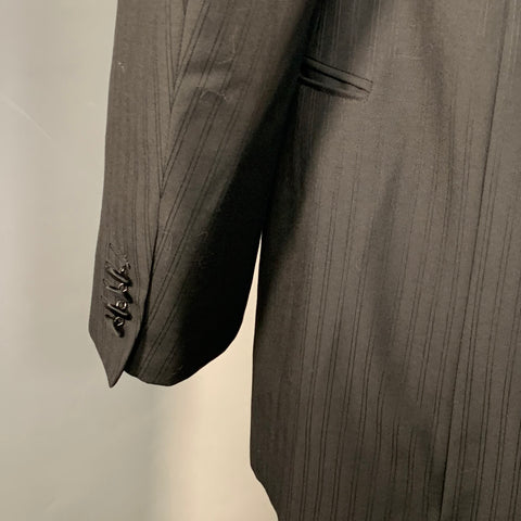ERMENEGILDO ZEGNA Size 44 Long Black Pinstripe Wool Tuxedo