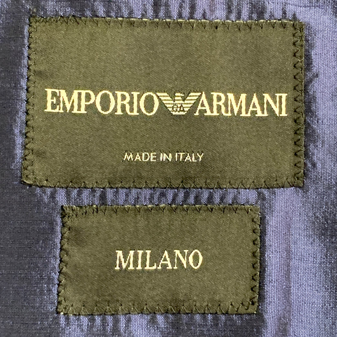 EMPORIO ARMANI Size 34 Regular Metallic Blue Silk Blend Shantung Sport Coat
