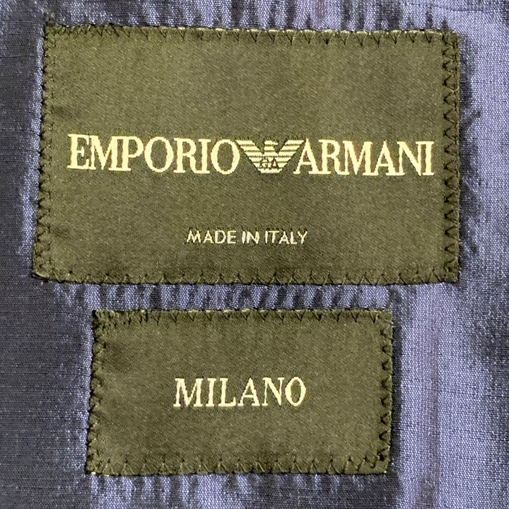 EMPORIO ARMANI Size 34 Regular Metallic Blue Silk Blend Shantung Sport Coat