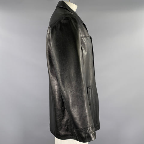 KENNETH COLE Chest Size Size XL Black Leather Coat
