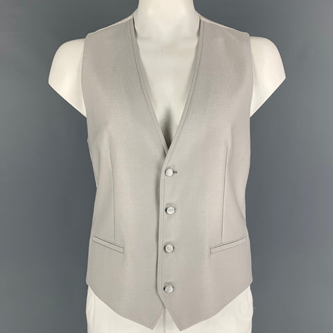 DOLCE & GABBANA Size 42 Silver Beige Wool Silk Vest