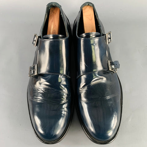 SPADA Size 12 Navy Leather Double Monk Strap Loafers