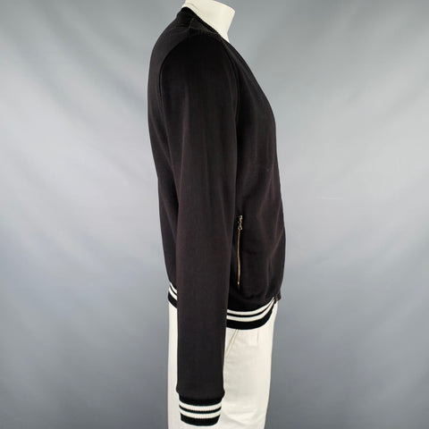 DRIES VAN NOTEN Size L Black White Cotton Zip Up Jacket