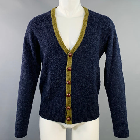 GANT Winter 2011 Size M Navy Olive Two Toned Wool Elbow Patches Cardigan