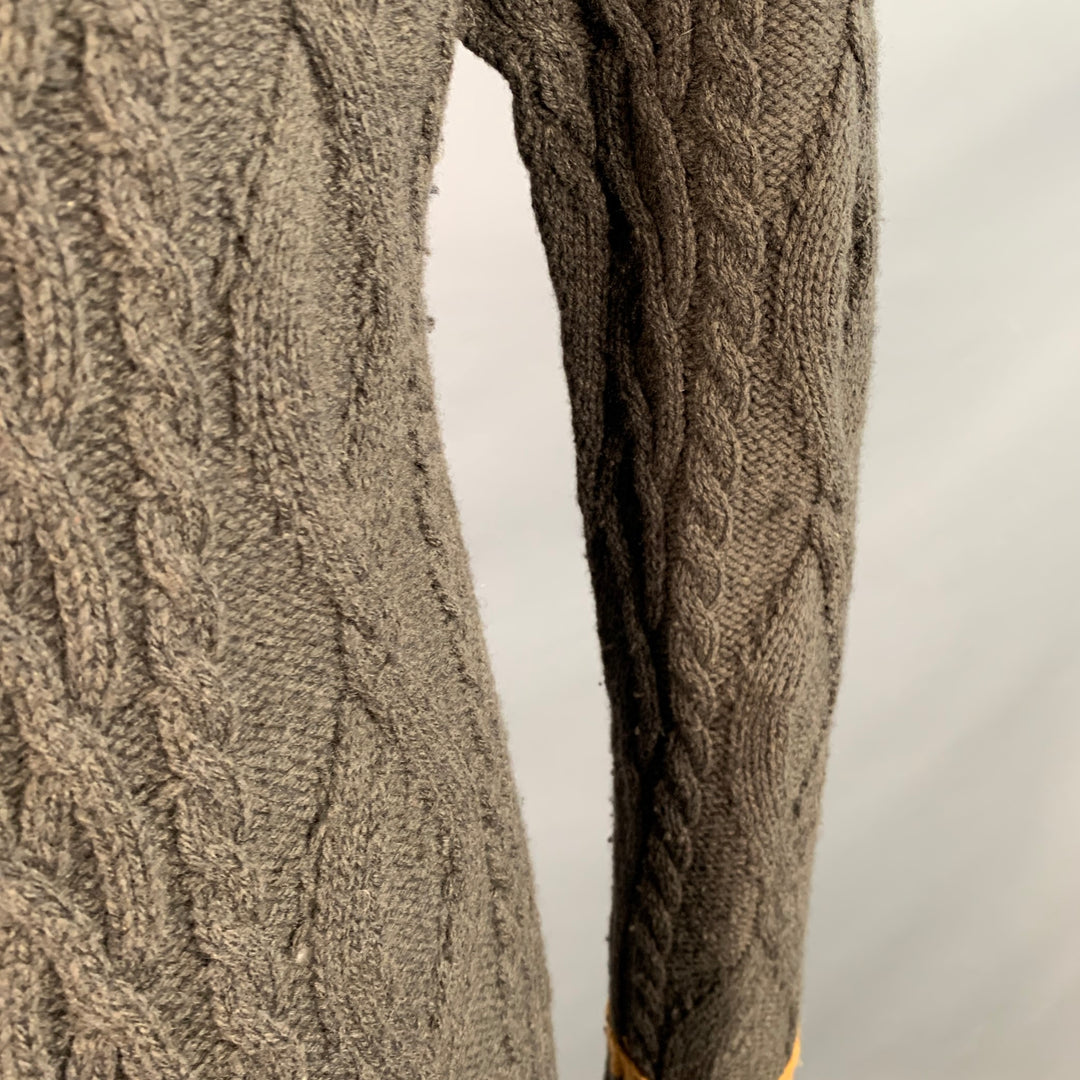 VIVIENNE WESTWOOD Size 36 Brown Tan Cable Knit Wool Cutout Long Cardigan