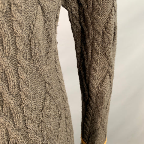VIVIENNE WESTWOOD Size 36 Brown Tan Cable Knit Wool Cutout Long Cardigan