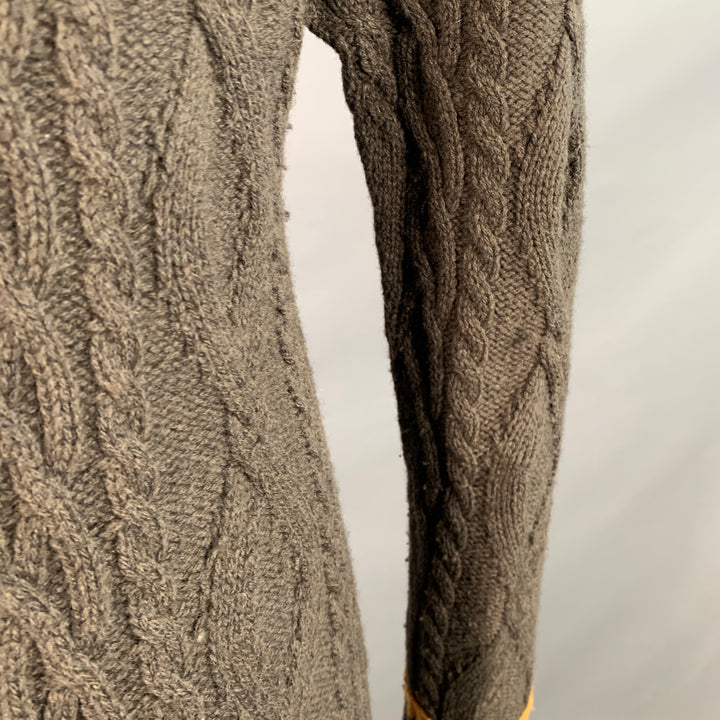 VIVIENNE WESTWOOD Size 36 Brown Tan Cable Knit Wool Cutout Long Cardigan