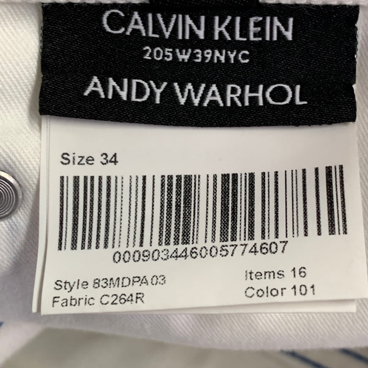 CALVIN KLEIN 205W39NYC x ANDY WARHOL Size 34 White Contrast Stitch Cotton Casual Pants