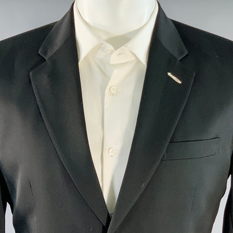 COMME des GARCONS x H&M Vintage Size 38 Regular Black White Twill Wool Notch Lapel Suit