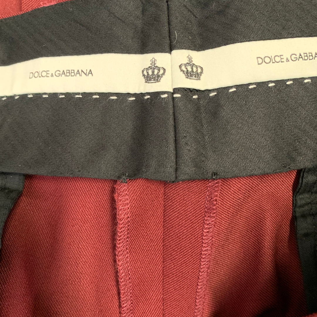 DOLCE & GABBANA Size 38 Burgundy Wool Blend Tapered Zip Fly Dress Pants