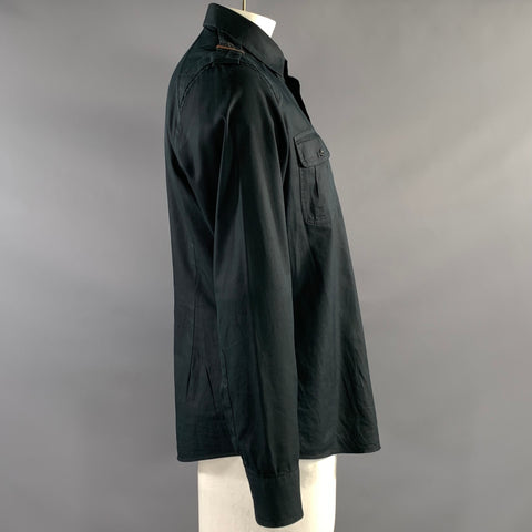 GUCCI AW2008 Size XL Black Cotton Button Up Long Sleeve Shirt