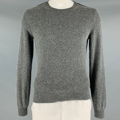 GUCCI Size L Grey Brown Knit Alpaca Blend Crew Neck Sweater