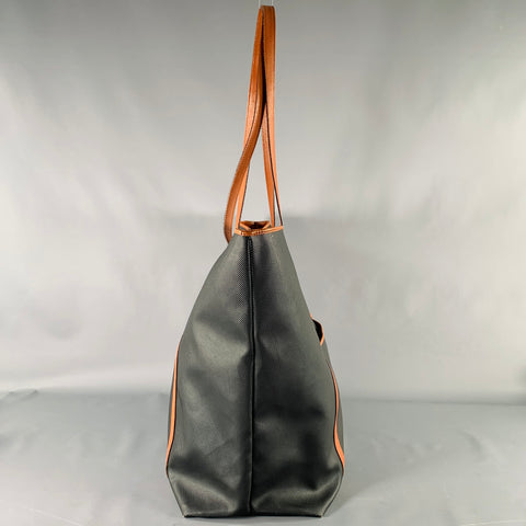 BOTTEGA VENETA Black Brown Coated Canvas Tote Handbag