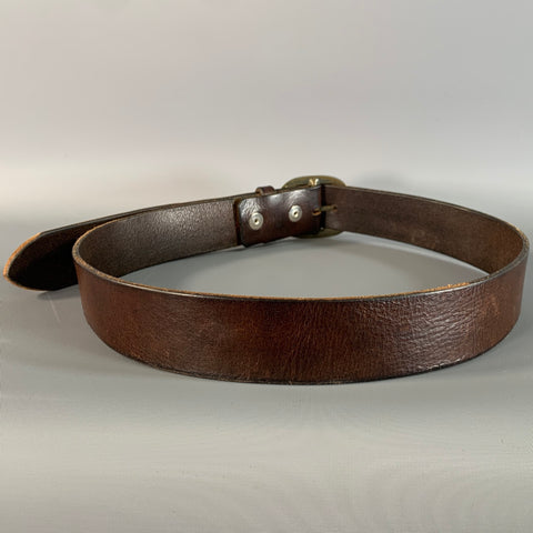 NO BRAND Size 38 Brown Dark Pebble Grain Leather Belt