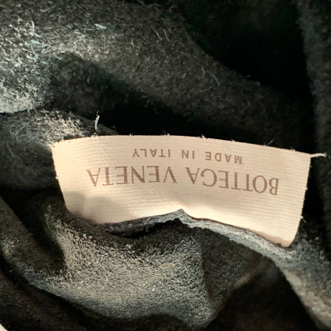 BOTTEGA VENETA Size L Virgule Black Woven Intrecchiato Leather Saddle Bag