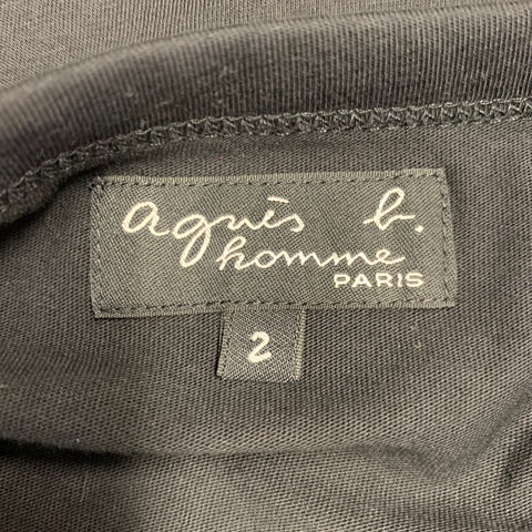 AGNÈS B. Size M Black White Cotton Lizard Short Sleeve T-shirt