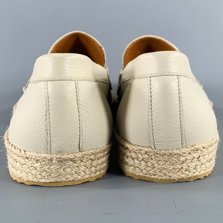 AQUATALIA Size 11 Cream Beige Leather Espadrille Penny Loafers