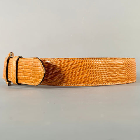 IL RICCIO Brown Snake Embossed Leather Belt