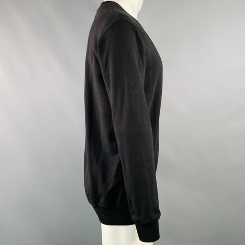 LACOSTE x COMME des GARCONS Size M Black Green Alligator Patch Cotton Crew Neck Sweatshirt