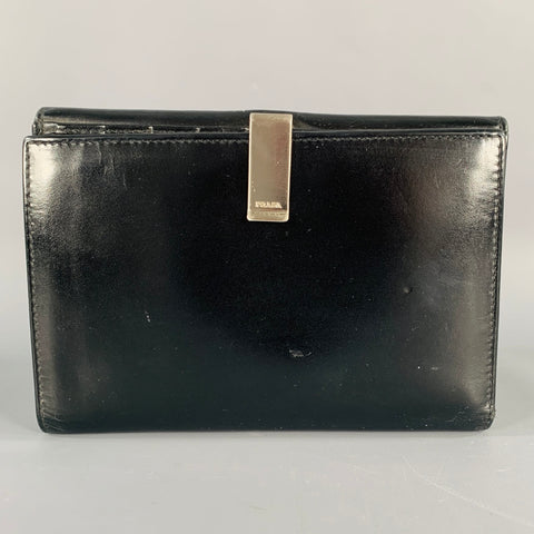 PRADA Black Silver Leather Cardholder Wallet