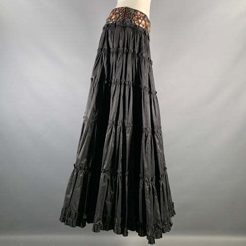 OSCAR DE LA RENTA Size 4 Black Ruffled Long Skirt