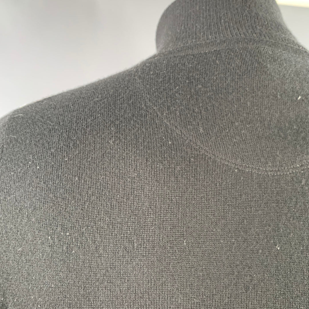 BURBERRY BRIT Size S Black Multi Color Check Contrast Trim Merino Wool 1/4 Zip Pullover