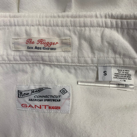 GANT Size S White Cotton Oxford One Pocket Short Sleeve Shirt