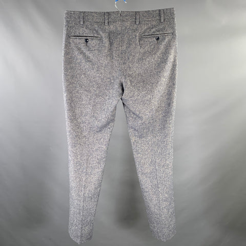 6 EAST Size 34 Blue Grey Heather Wool Silk Elastane Zip Fly Dress Pants