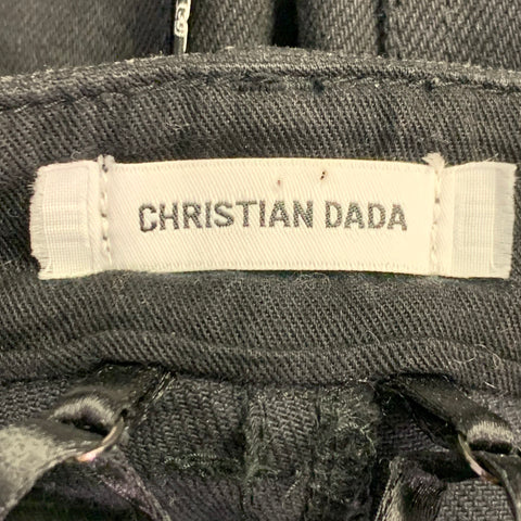CHRISTIAN DADA Robe Midi en Jean Déstructuré à Bords Effilochés en Coton Mélangé Noir Taille 4