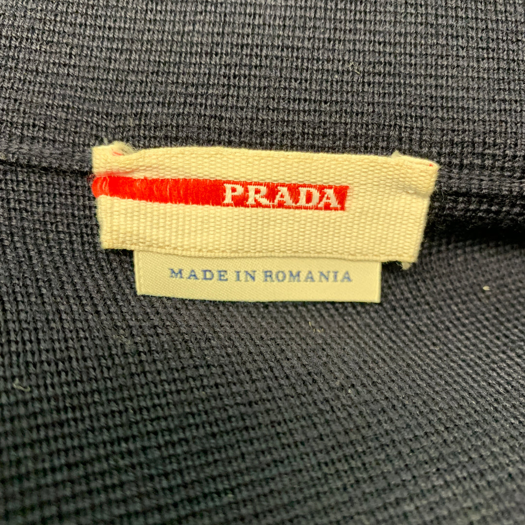 PRADA Size 40 Navy Mixed Fabrics Wool Zip Up Jacket