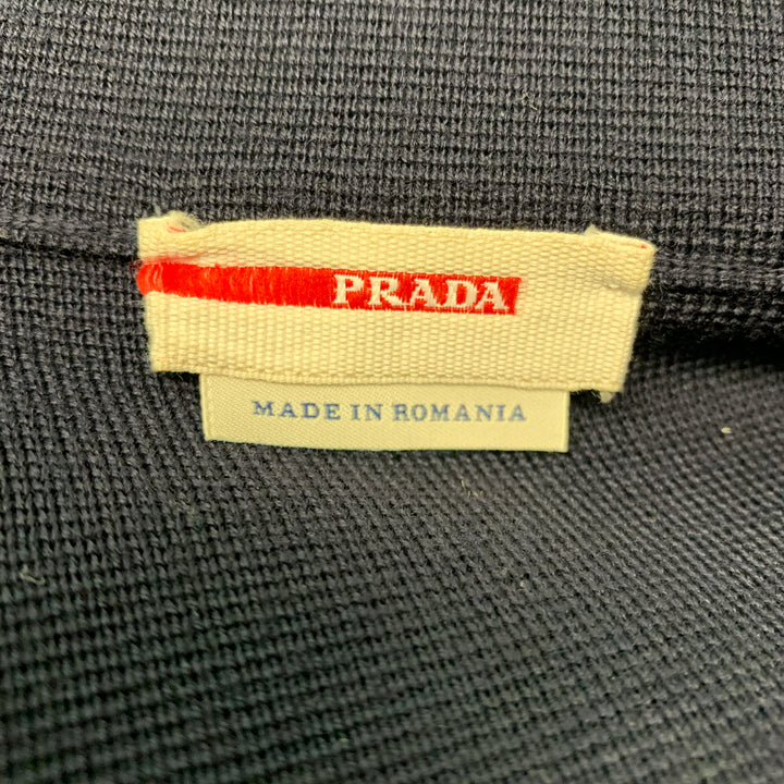 PRADA Size 40 Navy Mixed Fabrics Wool Zip Up Jacket