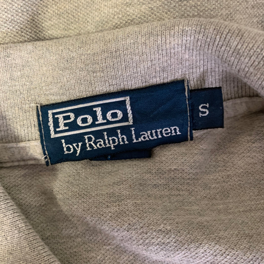 RALPH LAUREN Size S Grey Logo Cotton Ribbed Polo