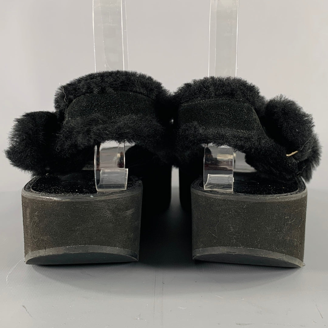 FLAMINGOS Size 9 Black Criss Crossed Platform Sandals