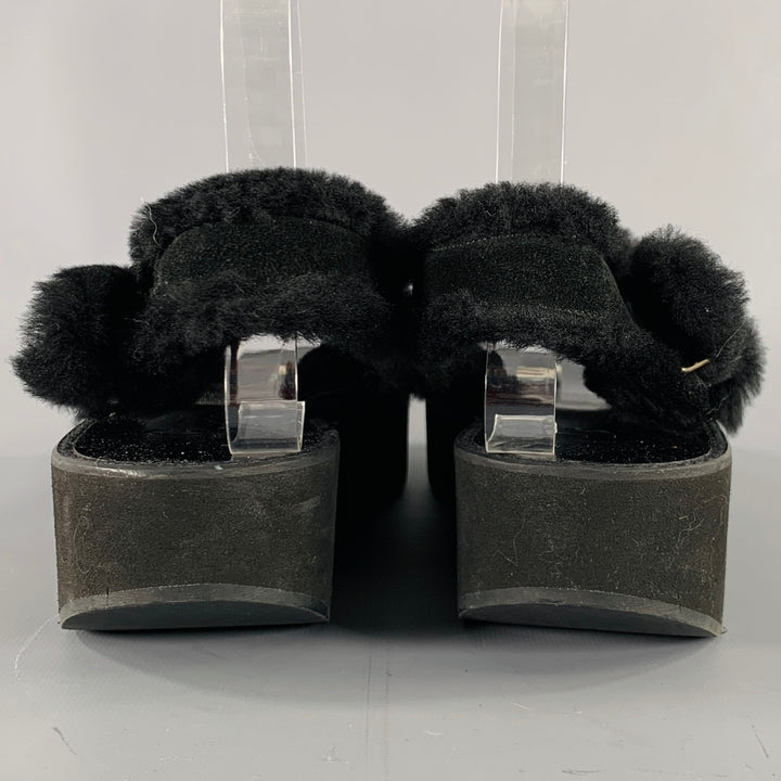 FLAMINGOS Size 9 Black Criss Crossed Platform Sandals