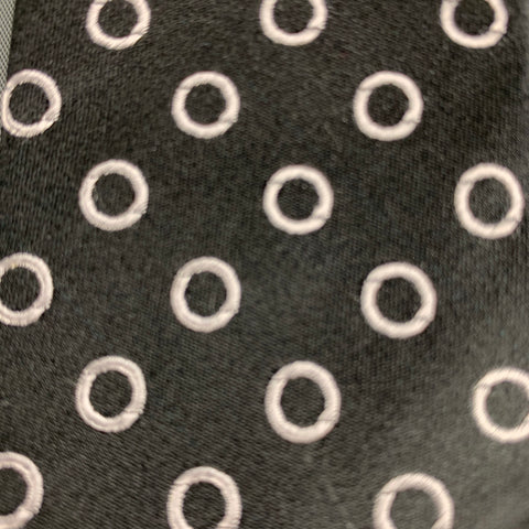 JOHN VARVATOS Black White Circles Silk Tie