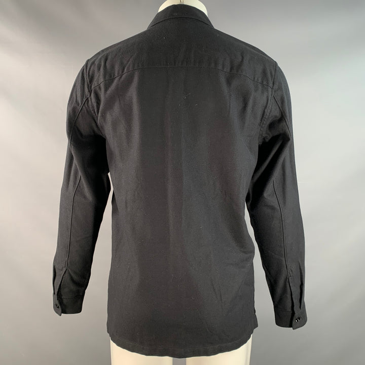 THEORY Size M Black Twill Cotton One pocket Long Sleeve Shirt