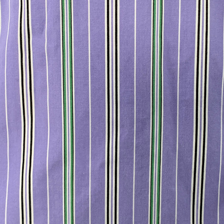 RALPH LAUREN Size XL Lilac Green White Stripe Cotton Tailored Fit Long Sleeve Shirt