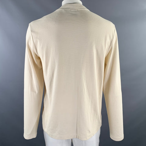 HUGO BOSS Size XL Cream Ribbed Cotton Henley Pullover
