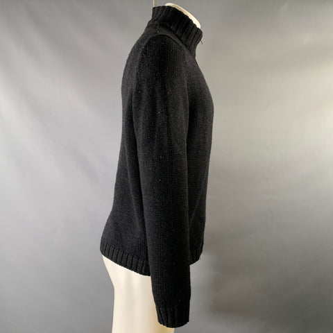 Cardigan zippé en laine tricotée ZANONE Taille M Noir