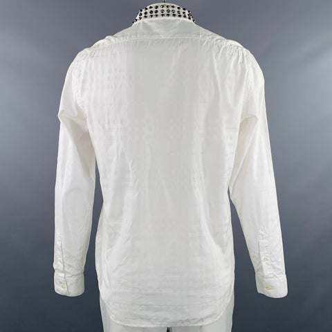 BURBERRY LONDON Size XL White Plaid Cotton Hidden Placket Long Sleeve Shirt
