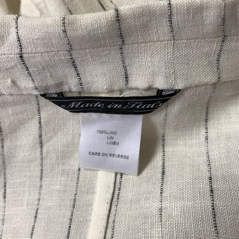 KRIZIA UOMO Chest Size 42 Cream Light Grey Pinstripe Linen 32 31 Suit