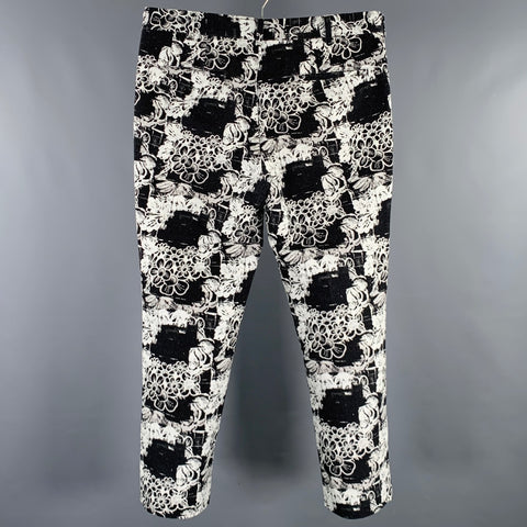 COMME des GARCONS HOMME PLUS 2021 Size M Black White Floral Cotton Dress Pants