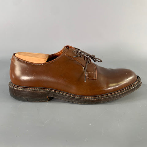 ALDEN Size 8.5 Camel Leather Derby Lace Up Shoes