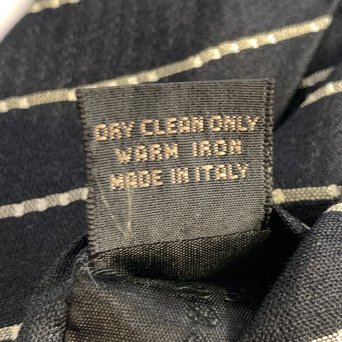 ERMENEGILDO ZEGNA Black Grey Dotted Stripe Silk Tie