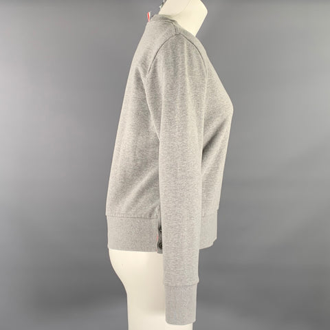 THOM BROWNE Size L Grey Red White Blue Cotton Stripe Cropped Pullover