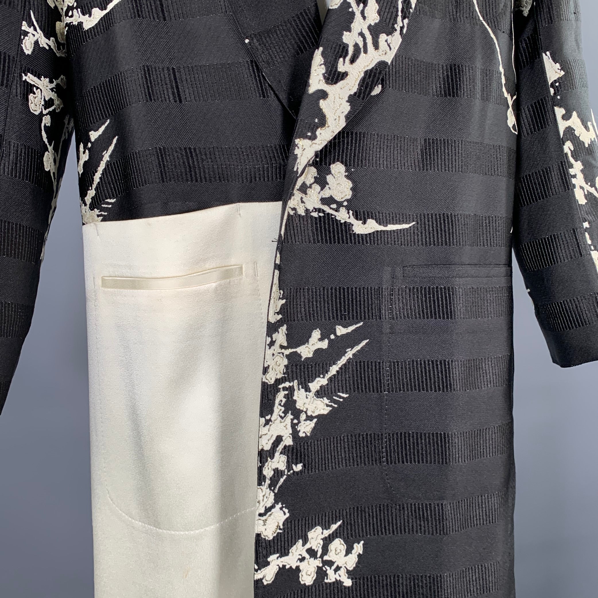 HAIDER ACKERMANN Black White Blossom Shawl Collar Coat – Sui