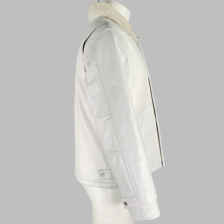 NAHMIAS Size S White Lamb Leather Carpenter Jacket