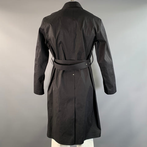 JIL SANDER Size XL Black Bonded Cotton Raincoat Coat