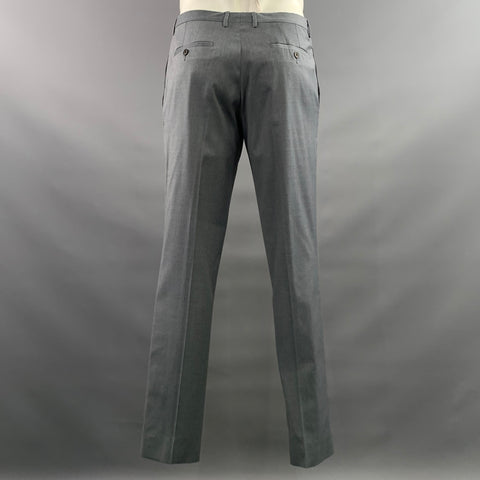 PAUL SMITH Chest Size 42 Regular Grey Slate Wool Notch Lapel 34 32 Suit