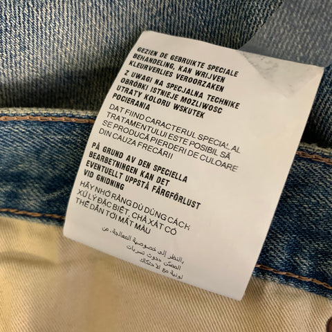 PRADA Size 36 Blue Indigo Distressed Selvedge Denim Button Fly Jeans